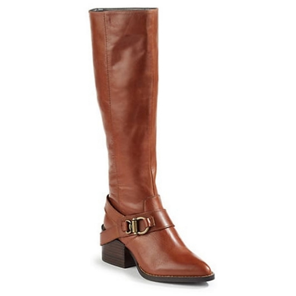 Design Lab Lord & Taylor Cognac Brown Knee-High Heeled Boots